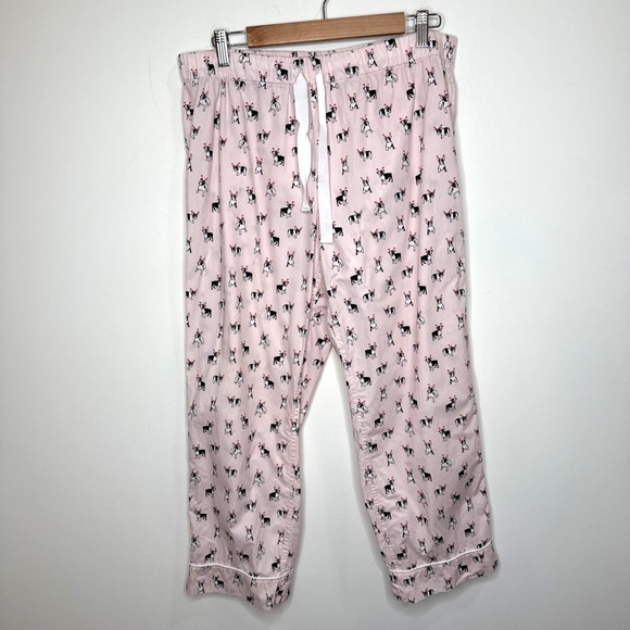 J.CREW Other - J.Crew Pajama Pants Womens M Pink Frenchie French Bulldog Pull On Elastic Waist